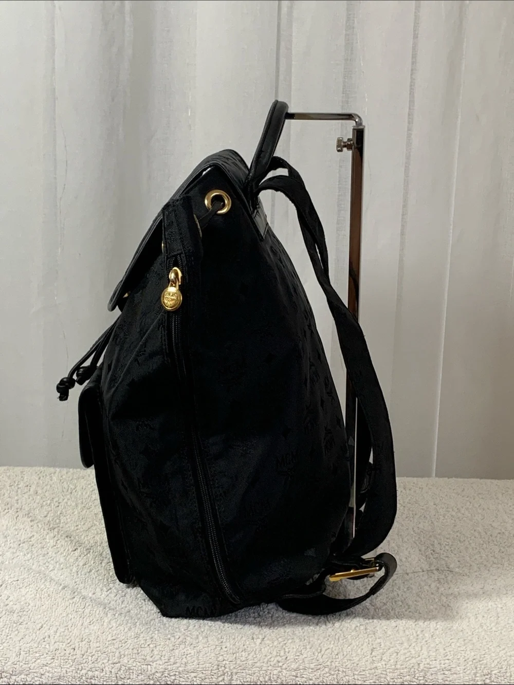 GUC MCM Black Quilted Backpack L 14” x H 15” x D 5”